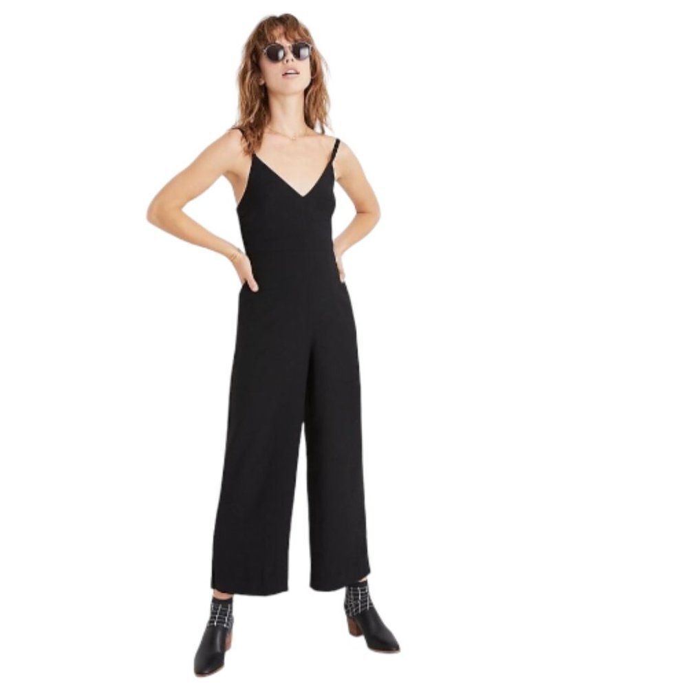 Madewell Thistle Cami Wide Leg Black Jumpsuit Sz 6 Minimalist Boho Beachy